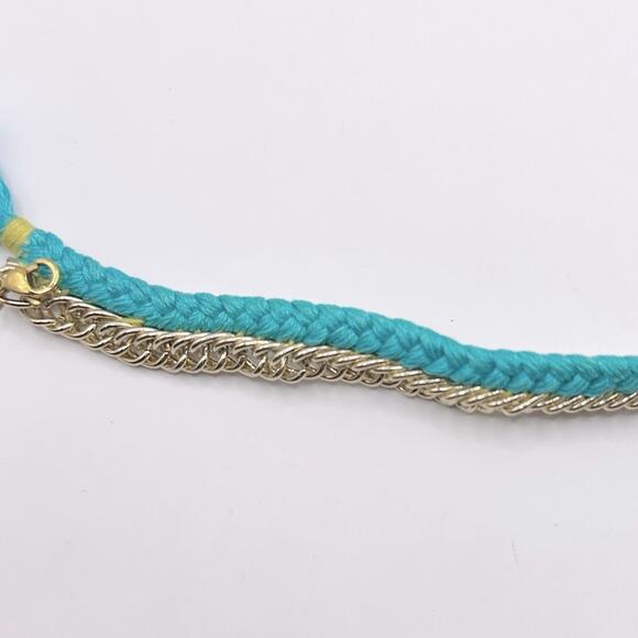 ETTIKA Gold Tone Chain Turquoise Blue Braided Bracelet Tassel Boho Bohemian - Picture 5 of 8